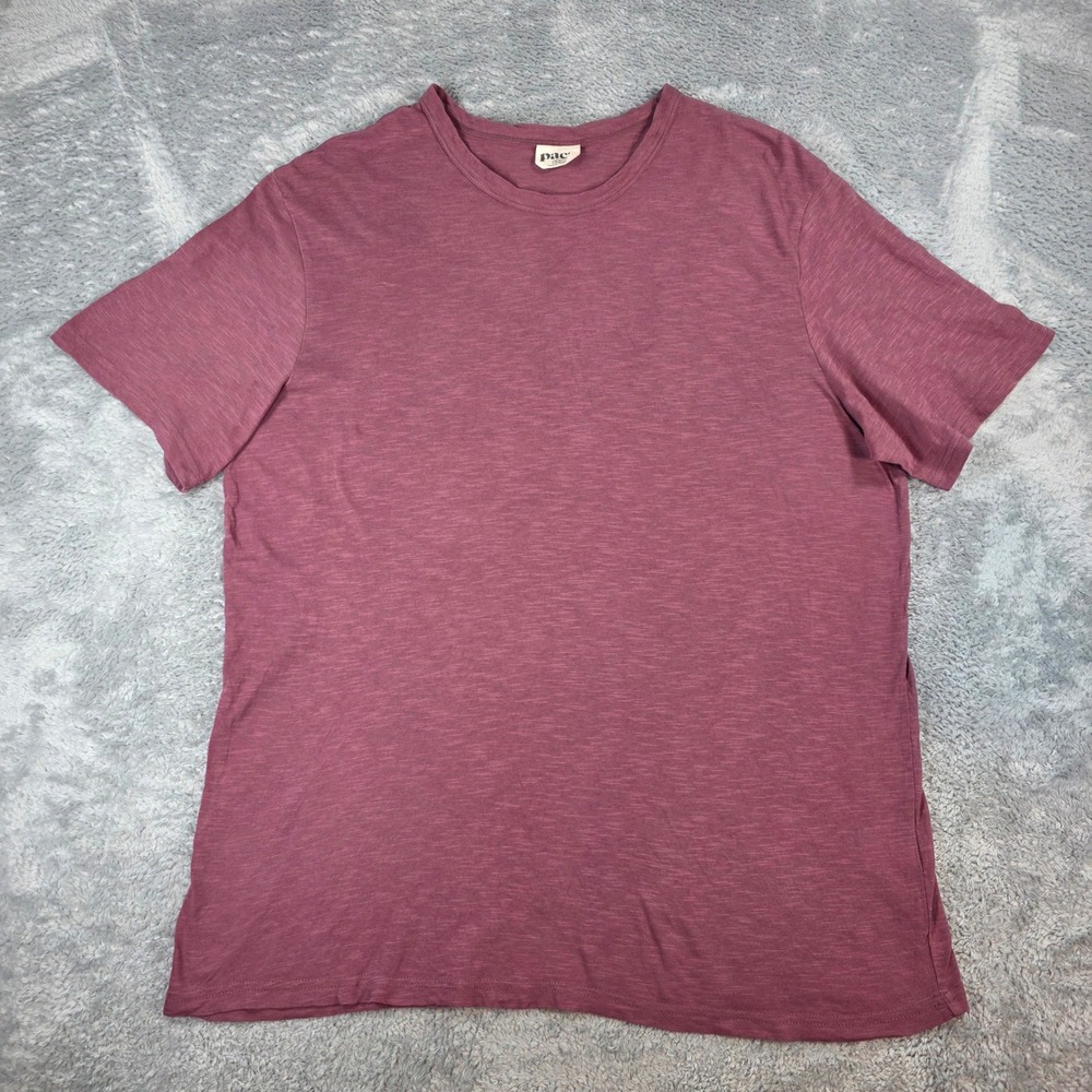Pact Organic Cotton Slub Knit T-Shirt Mauve Large Mens Tee